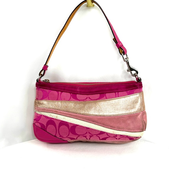 Coach | Bags | Coach 439 Pink Mixed Textiles Signature Suede  